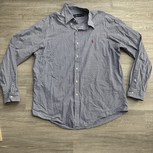 Ralph Lauren Other - Ralph Lauren Men's XL Blue White Gingham Check Button Down Shirt Red Pony
